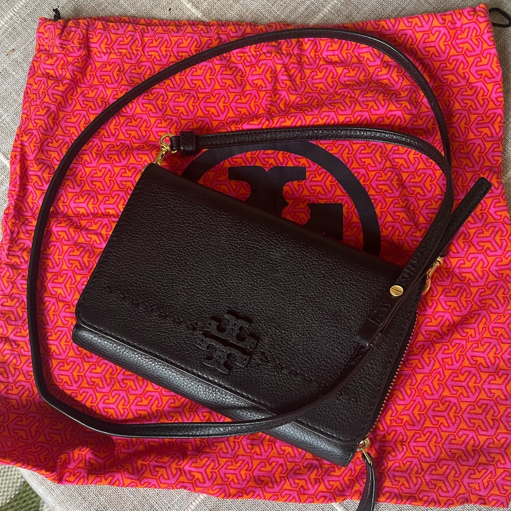Tory Burch Black Crossbody Leather Bag with Dust Bag